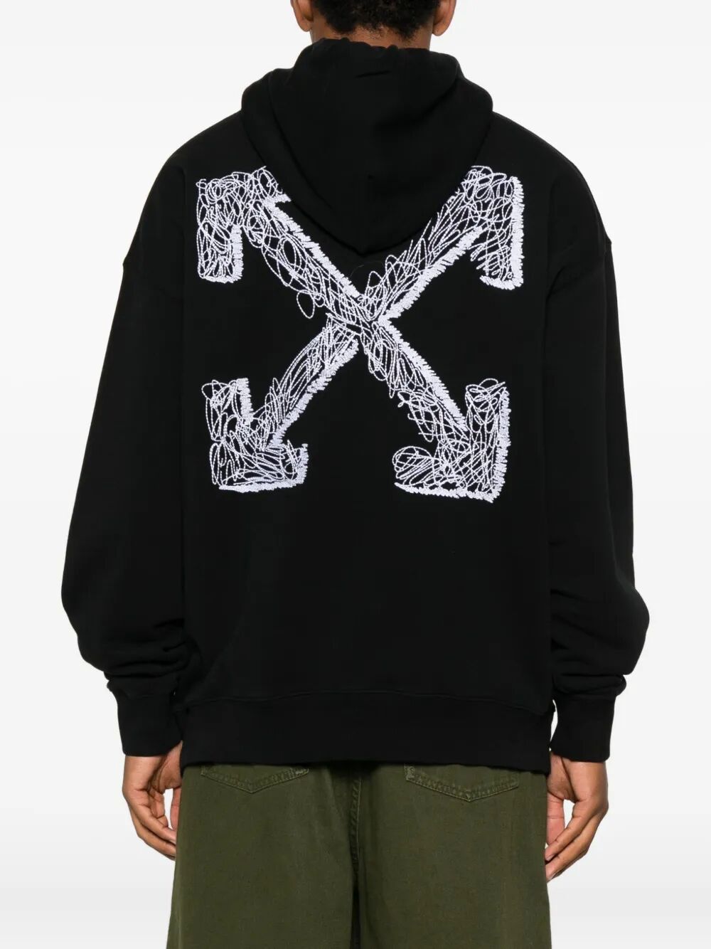 BACK AND FRONT LOGO-EMBROIDERED HOODIE