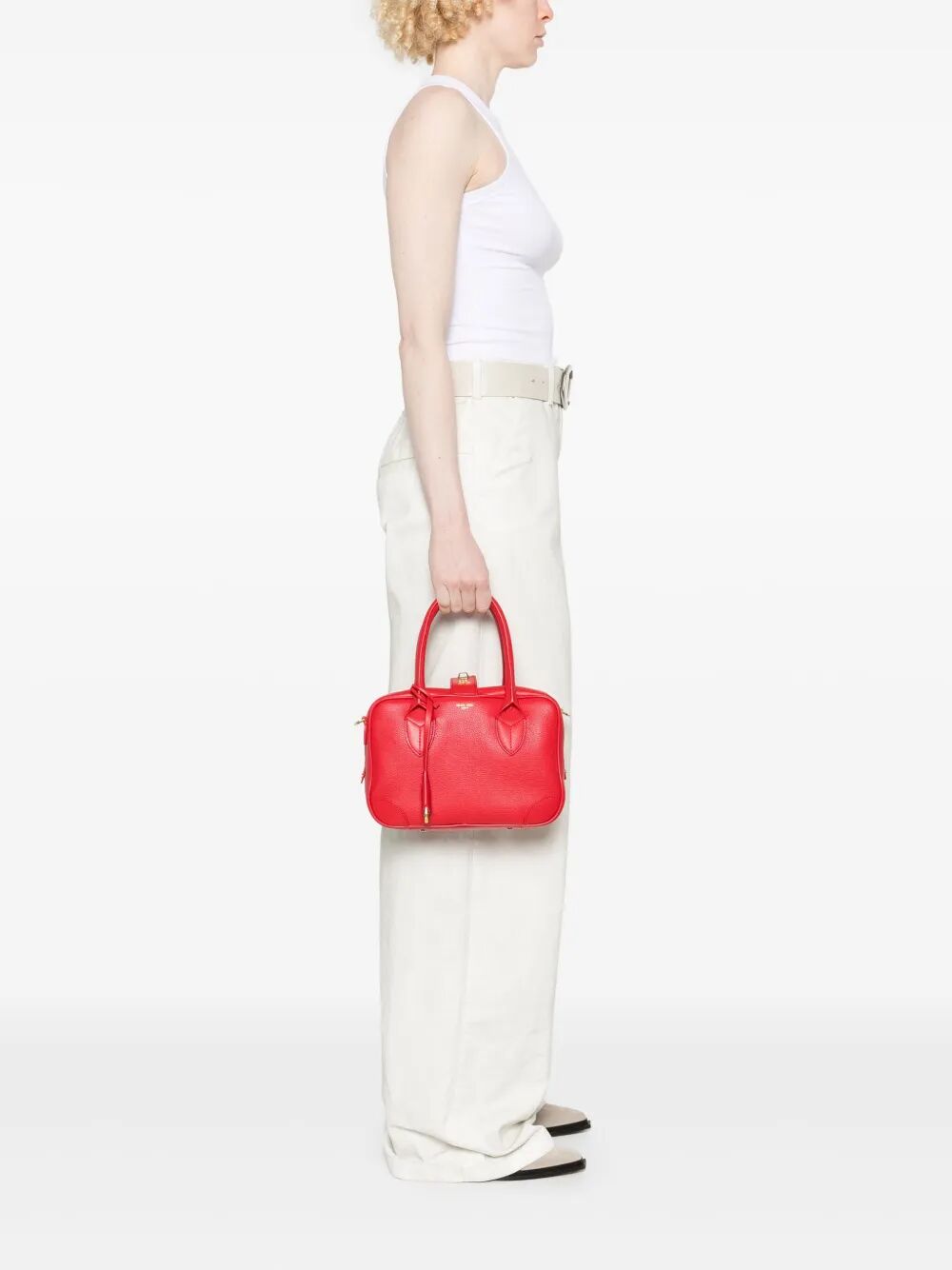 GRAINED LEATHER VITA TOP HANDLE BAG