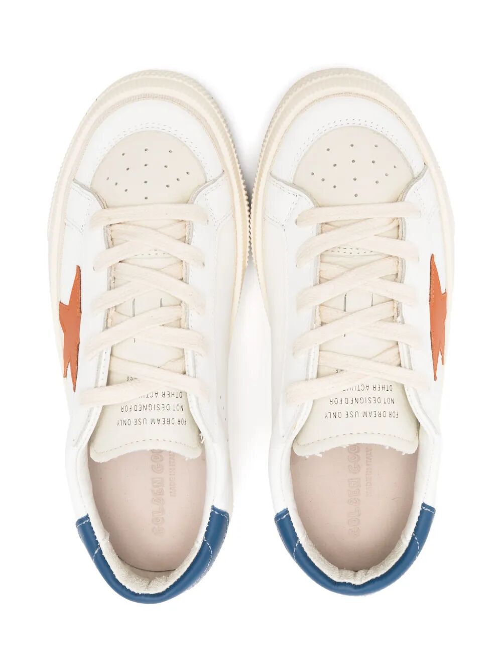 MAY LEATHER SNEAKERS WITH ORANGE LEATHER STAR AND BLUE LEATHER HEEL TAB