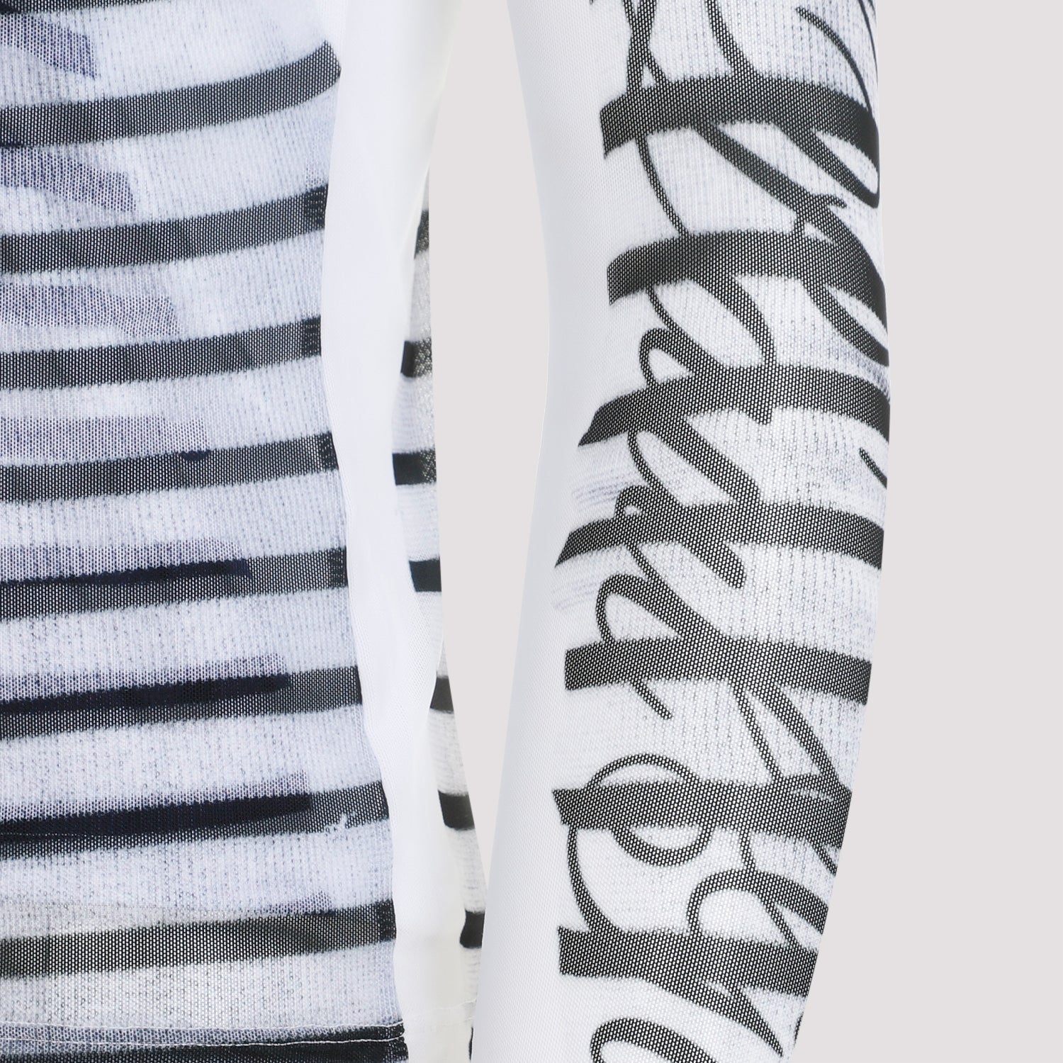 Spandex Mesh Printed Feathers Mariniere Top