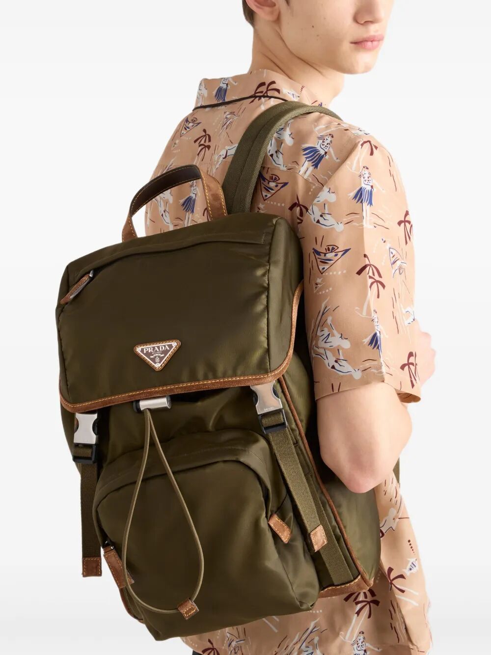 RE-NYLON AND SUEDE BACKPACK