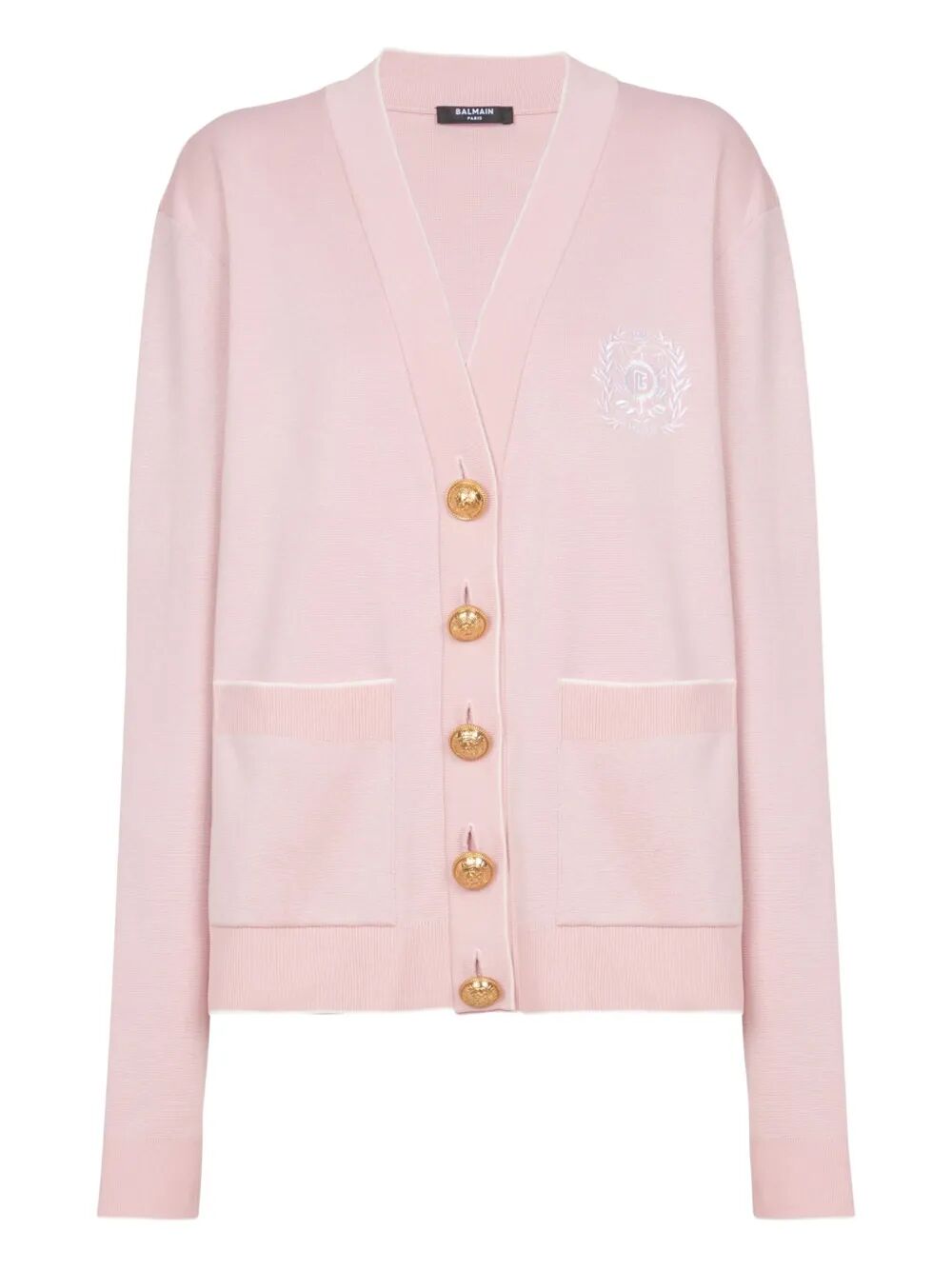 EMBLÈME-EMBROIDERED KNIT CARDIGAN