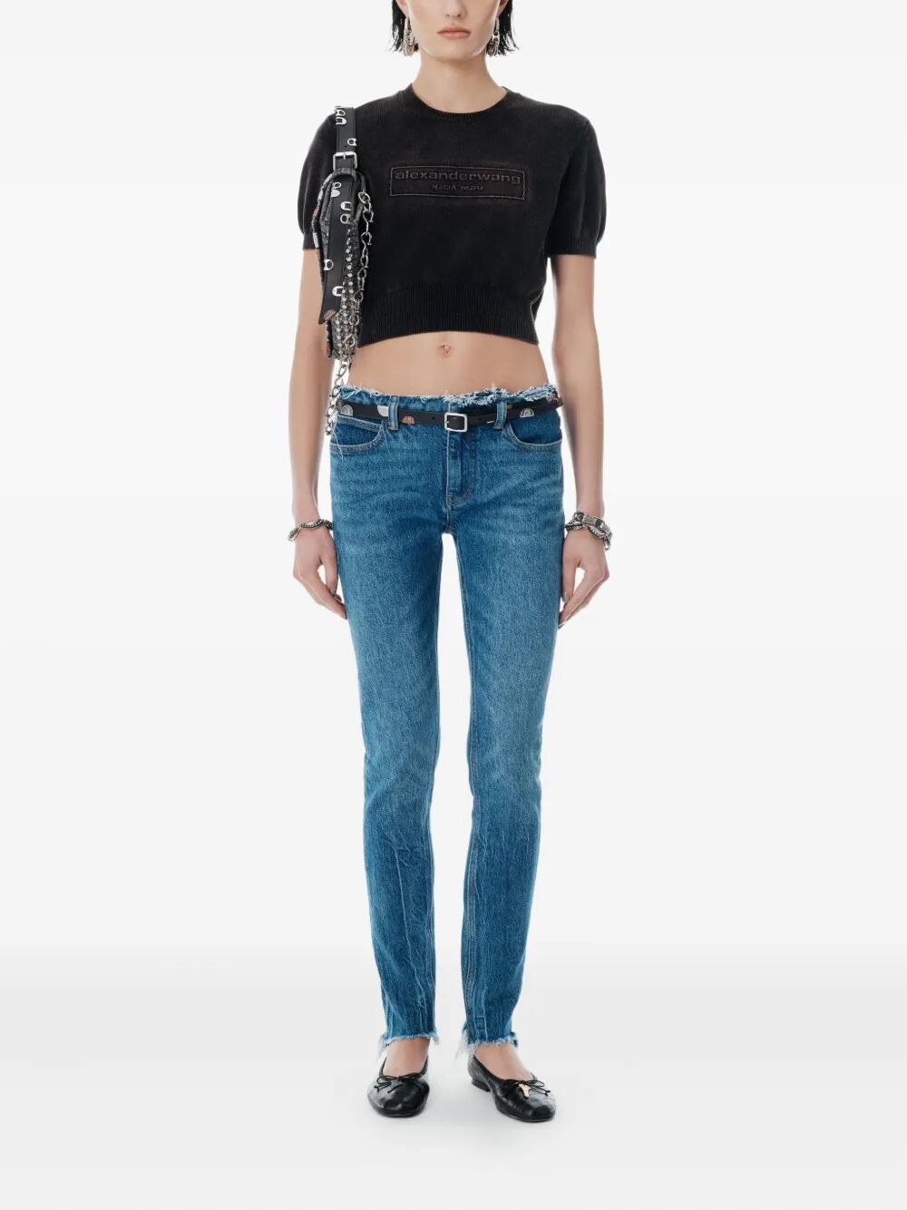 COTTON-BLEND CHENILLE CROPPED PULLOVER WITH LOGO