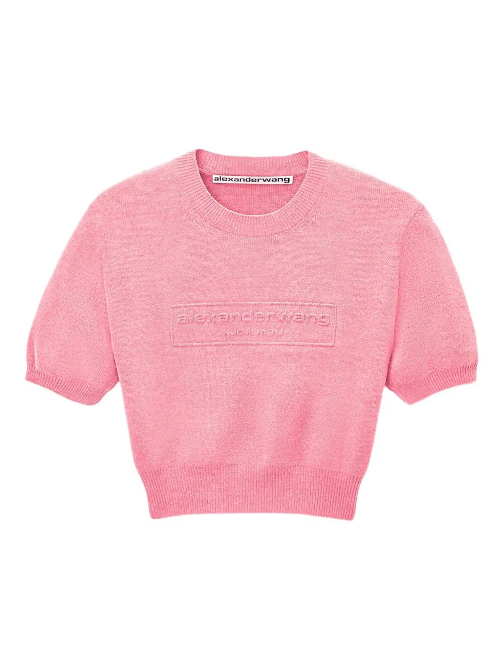 COTTON-BLEND CHENILLE CROPPED PULLOVER WITH LOGO