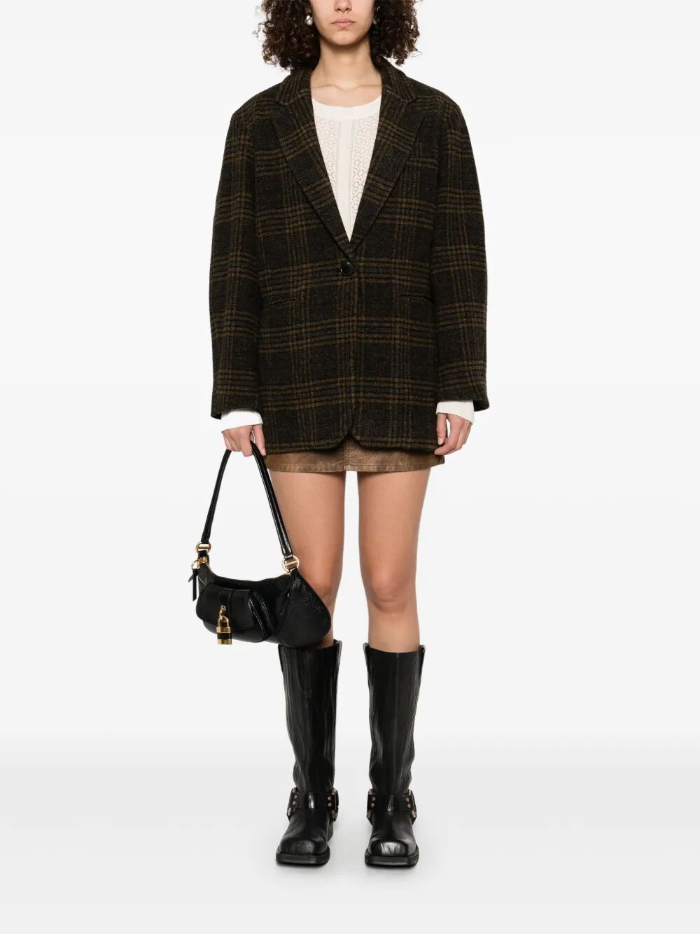 GESINA CHECK WOOL SUIT JACKET