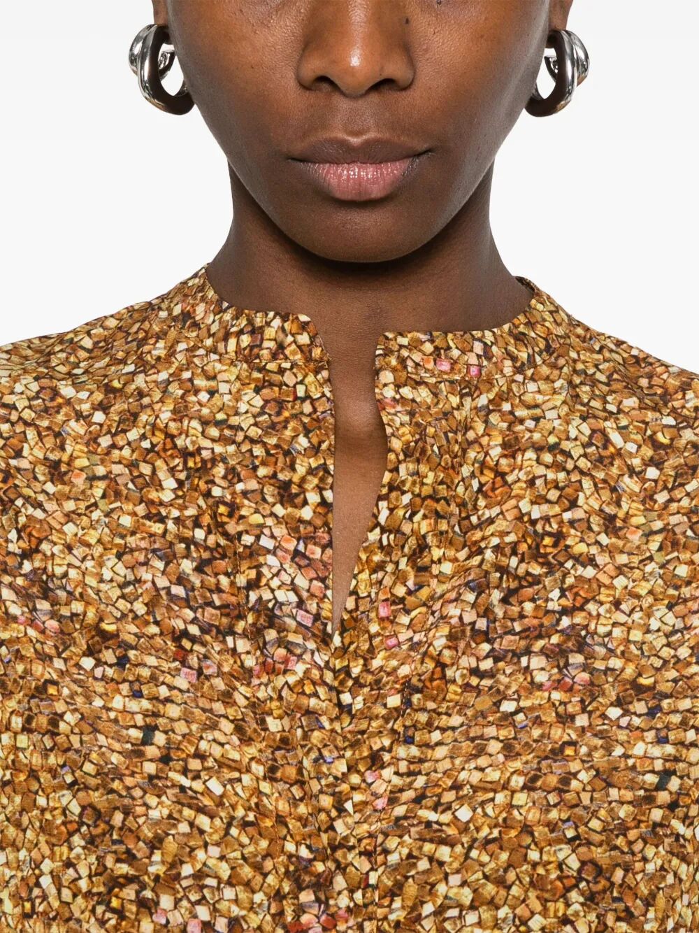 SIMA MOSAIC PRINT SILK BLOUSE