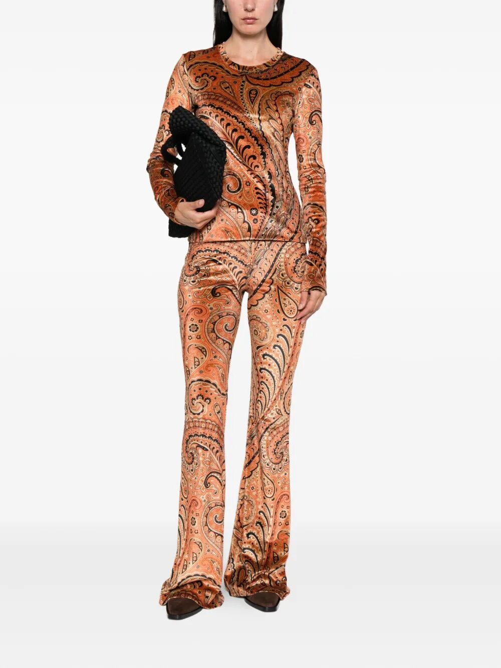 PAISLEY-PRINT FLARED VISCOSE TROUSERS