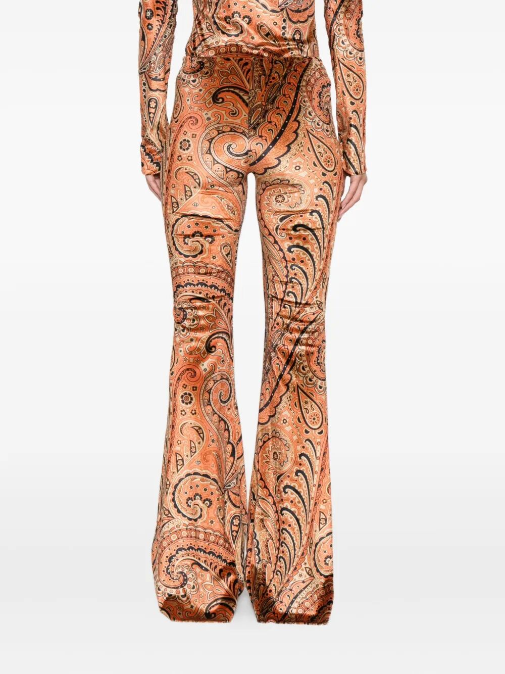 PAISLEY-PRINT FLARED VISCOSE TROUSERS