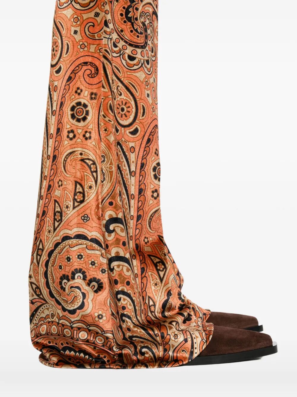 PAISLEY-PRINT FLARED VISCOSE TROUSERS