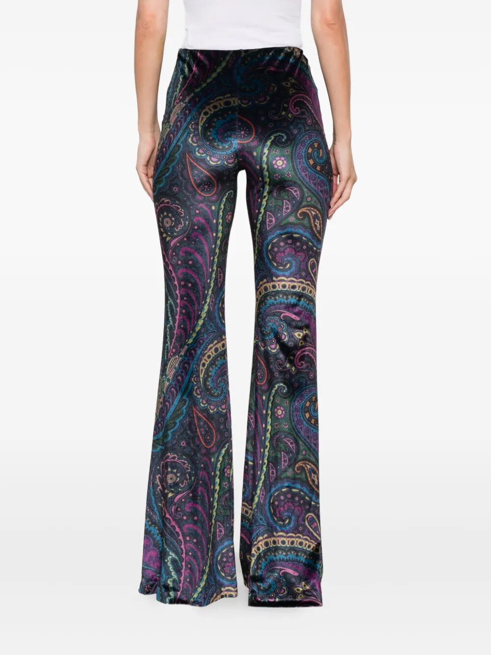 PAISLEY-PRINT FLARED VISCOSE TROUSERS