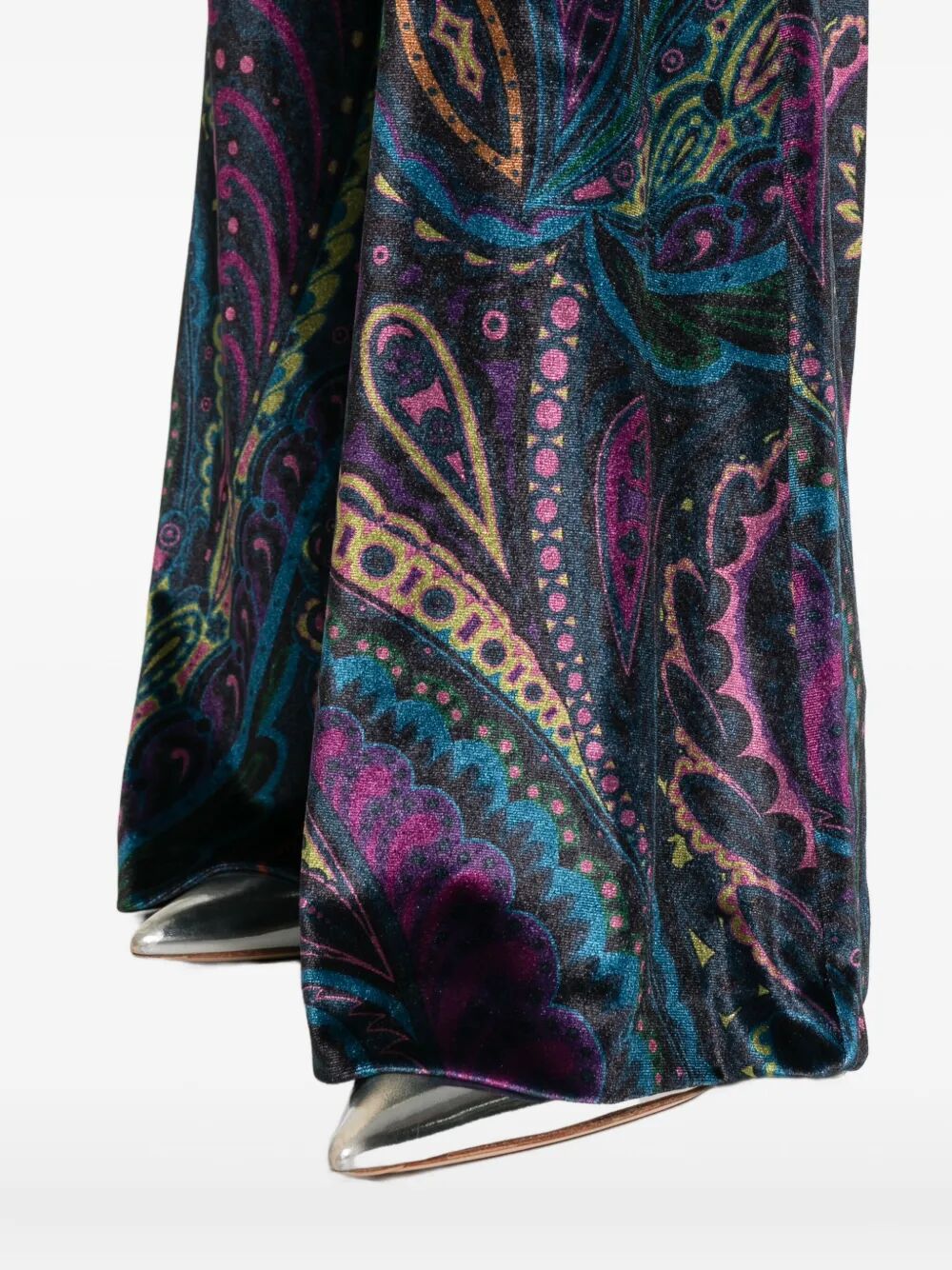 PAISLEY-PRINT FLARED VISCOSE TROUSERS
