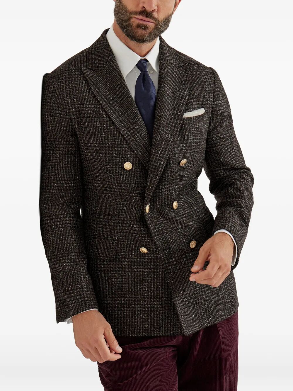 PRINCE OF WALES ONE-AND-A-HALF BREASTED BLAZER WITH METAL BUTTONS