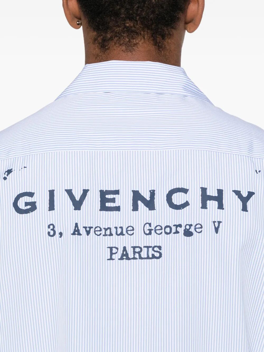 COTTON STRIPED SHIRT WITH GIVENCHY STAMP PRINT