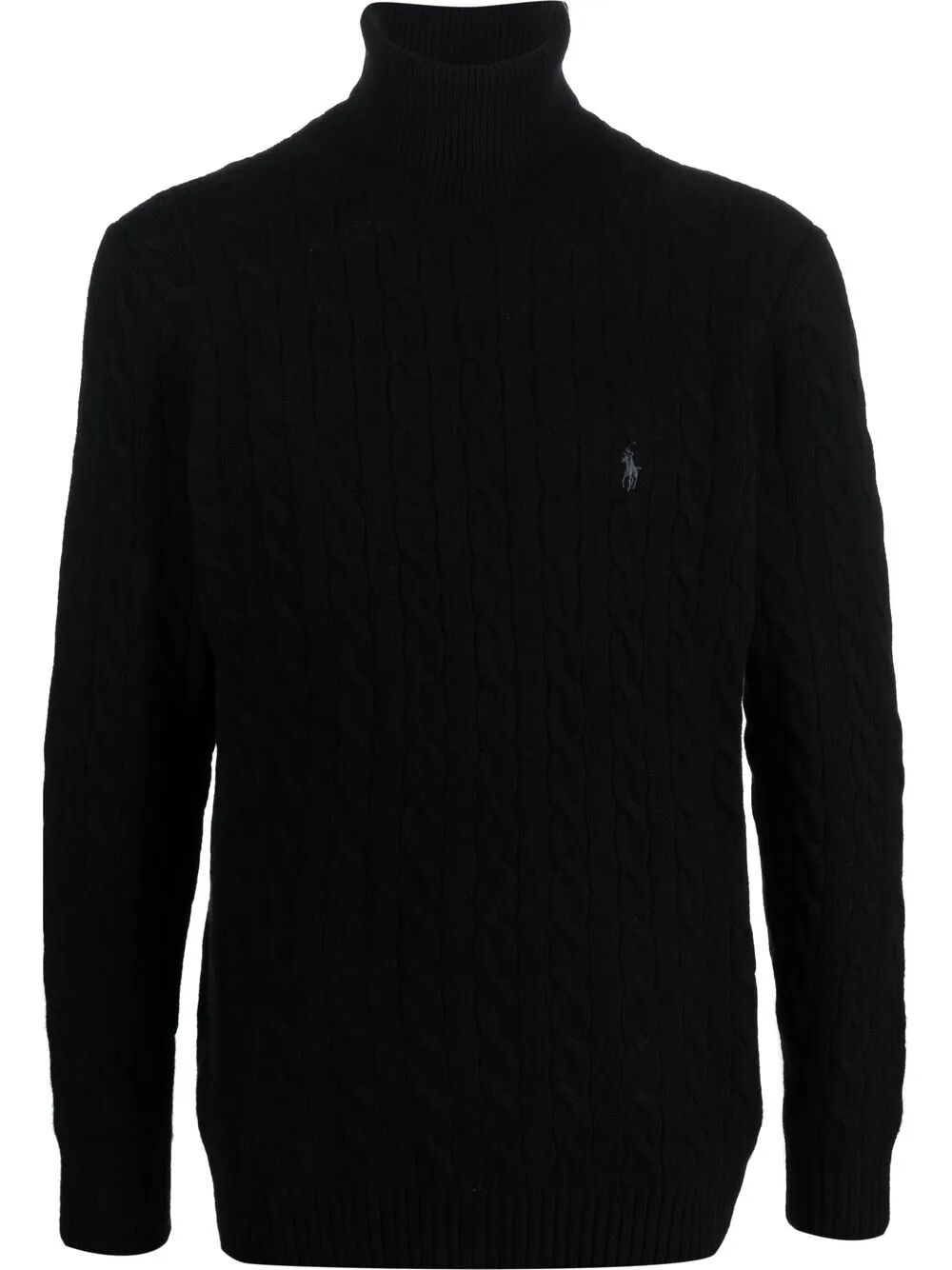 CABLE WOOL-CASHMERE ROLL NECK JUMPER