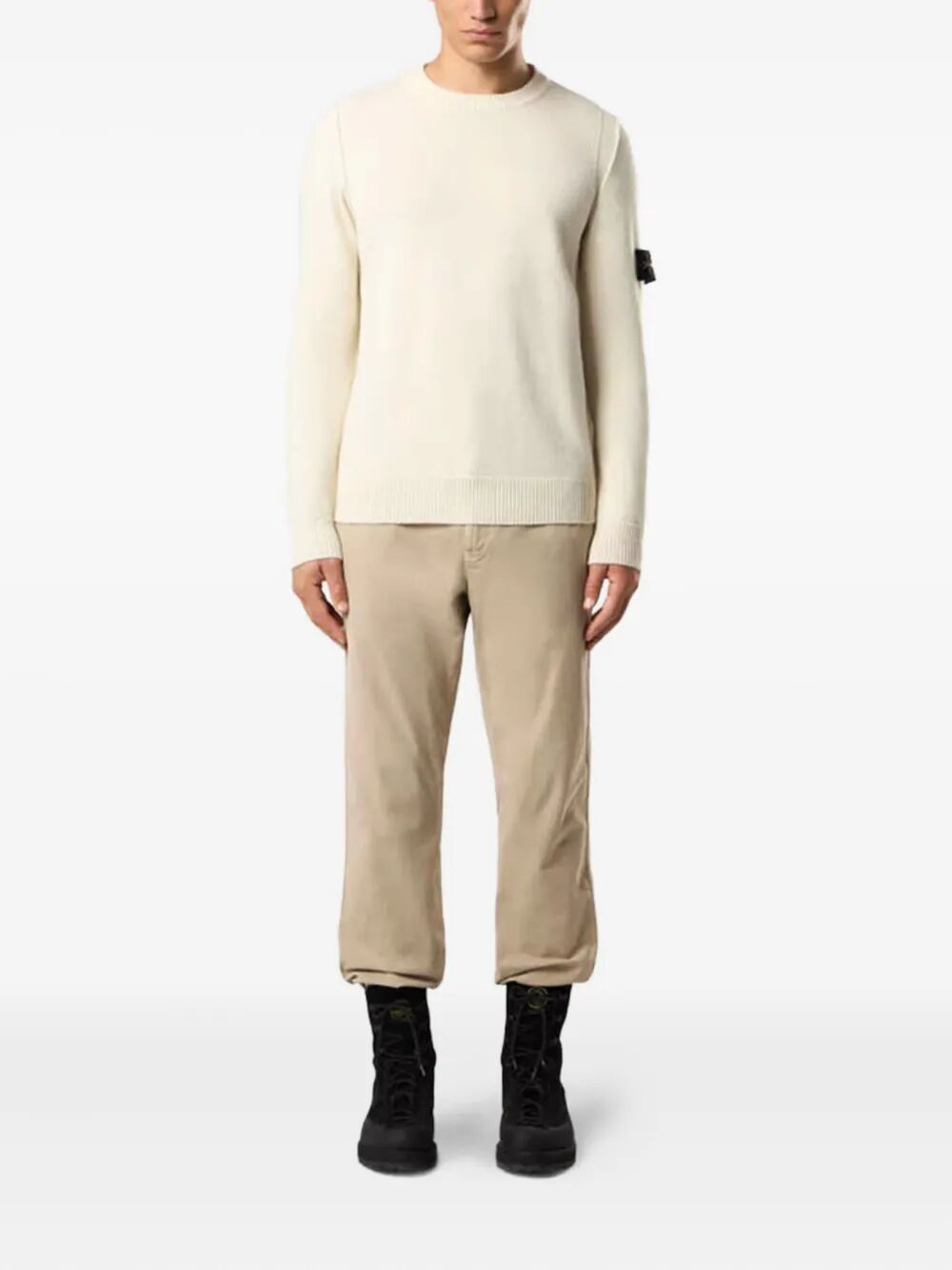 CREW NECK WOOL SWEATER WITH REVERSE STITCH DETAILS
