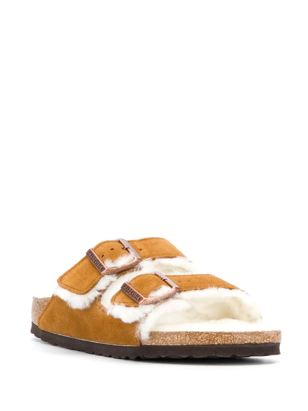 ARIZONA SHEARLING AND SUEDE SANDALS