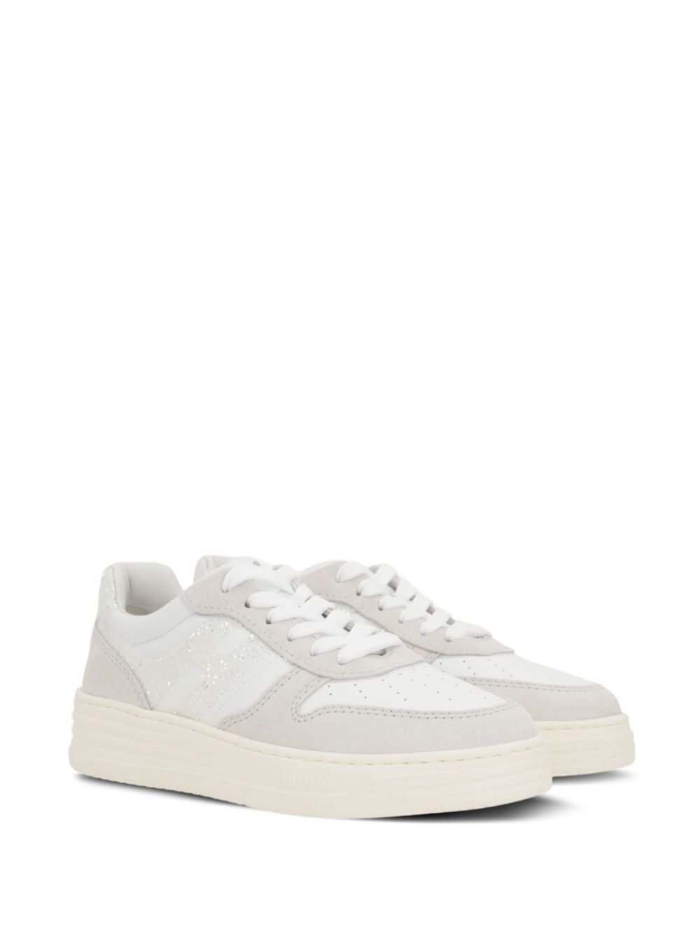 SUEDE AND SMOOTH LEATHER H630 SNEAKERS WITH GLITTERED H