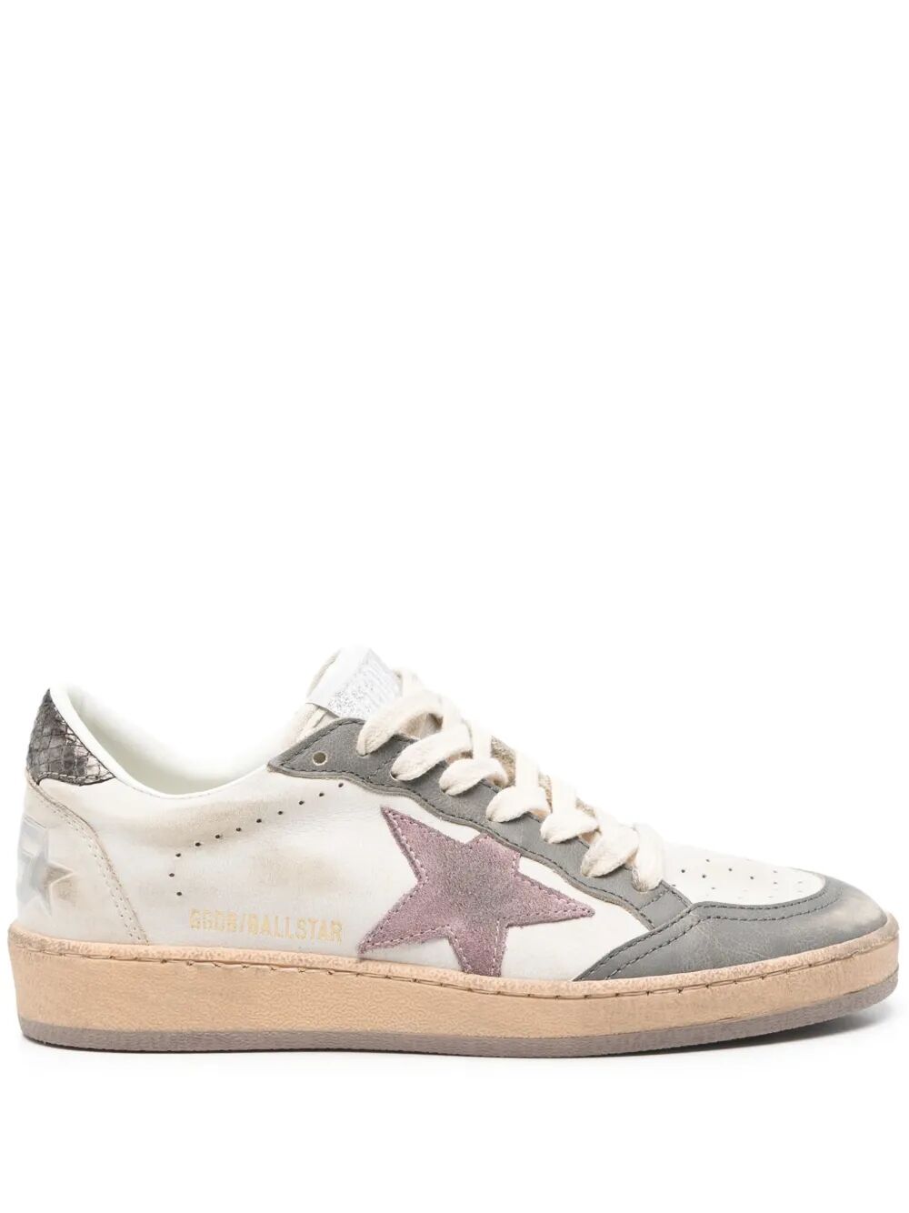 BALL STAR SNEAKERS WITH SUEDE PURPLE STAR AND LIZARD EFFECT HEEL TAB