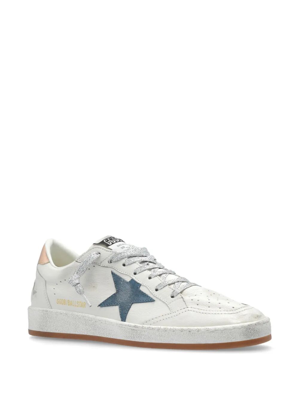 DISTRESSED EFFECT BALL STAR SNEAKERS WITH BLUE SUEDE STAR AND BRONZE LEATHER HEEL TAB