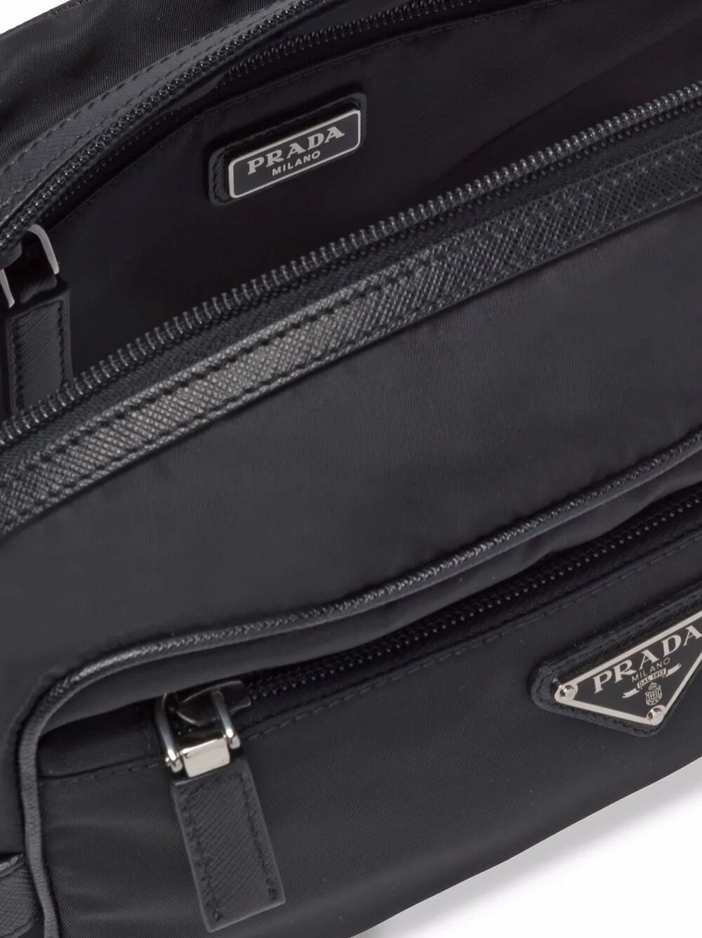 RE-NYLON AND SAFFIANO LEATHER TRAVEL POUCH