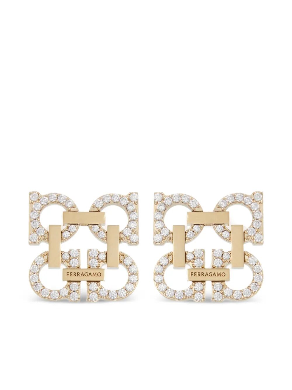 CRYSTAL EMBELLISHED FOUR GANCINI CLIP ON EARRINGS
