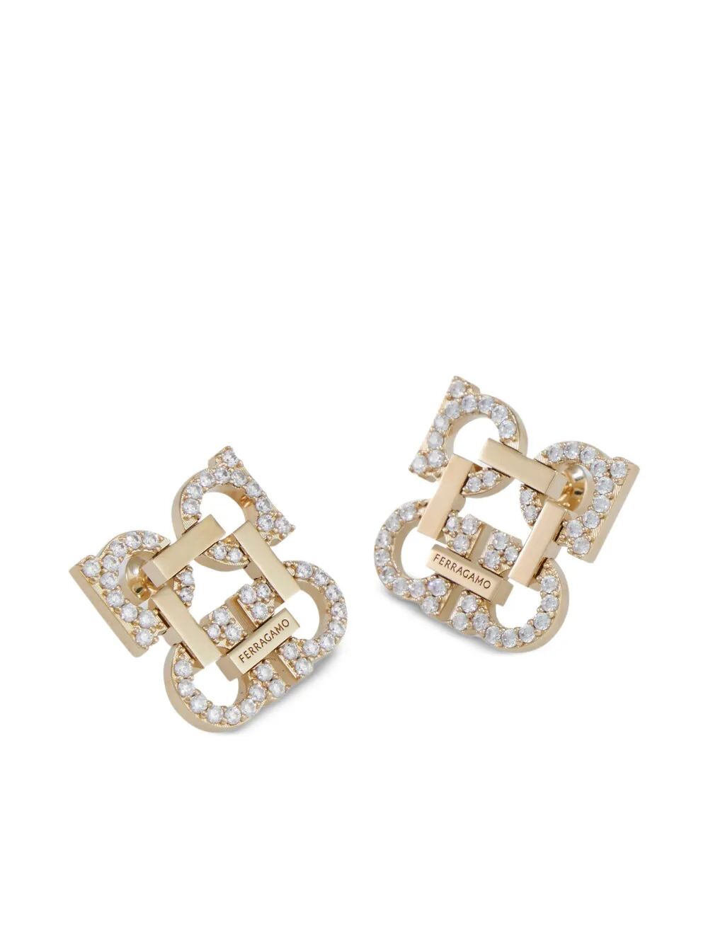 CRYSTAL EMBELLISHED FOUR GANCINI CLIP ON EARRINGS