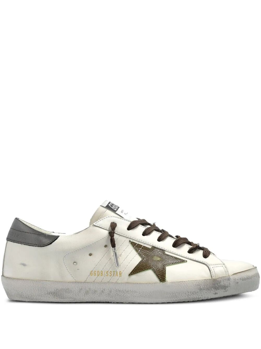 SUPER-STAR SNEAKERS WITH LIZARD EFFECT STAR AND GREY HEEL TAB