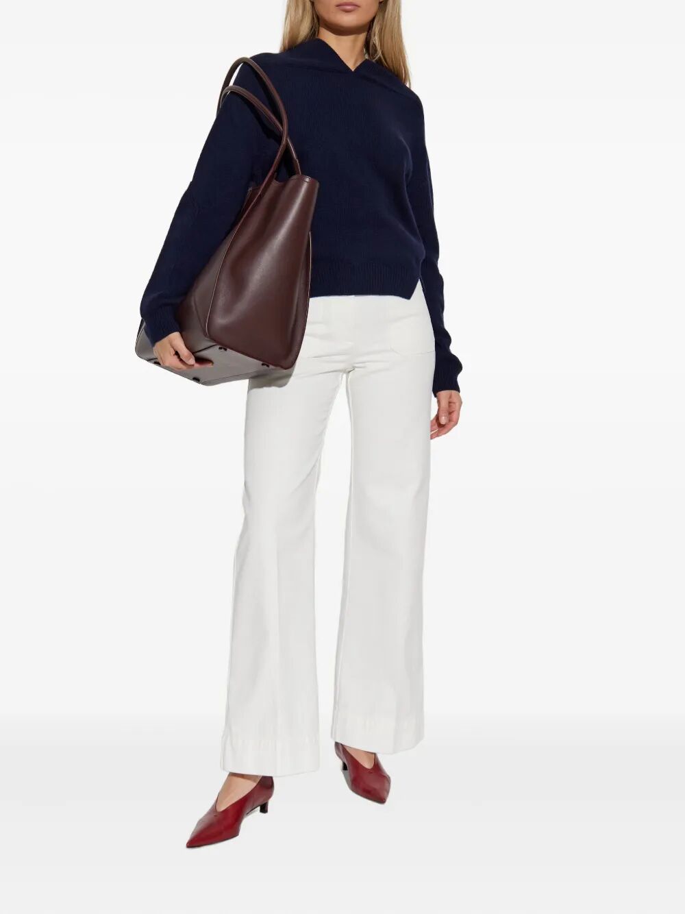 CASHMERE BLEND V-NECK JUMPER