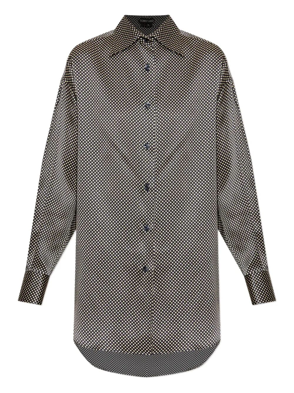 POLKA DOT RELAXED FIT SILK SHIRT
