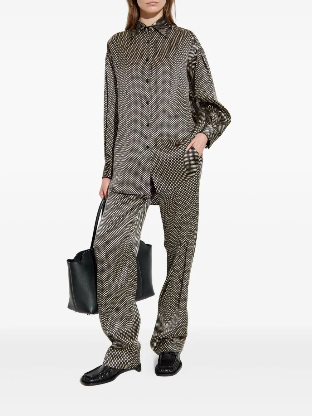 POLKA DOT RELAXED FIT SILK SHIRT