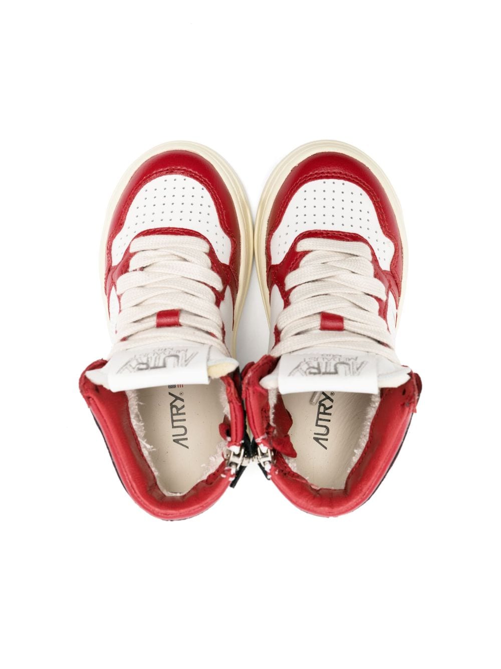 MEDALIST MID SNEAKERS IN WHITE, BLACK AND RED LEATHER