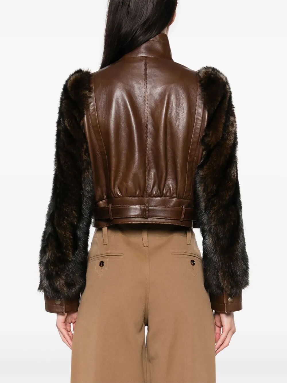 HIGH-NECK LEATHER SHORT JACKET