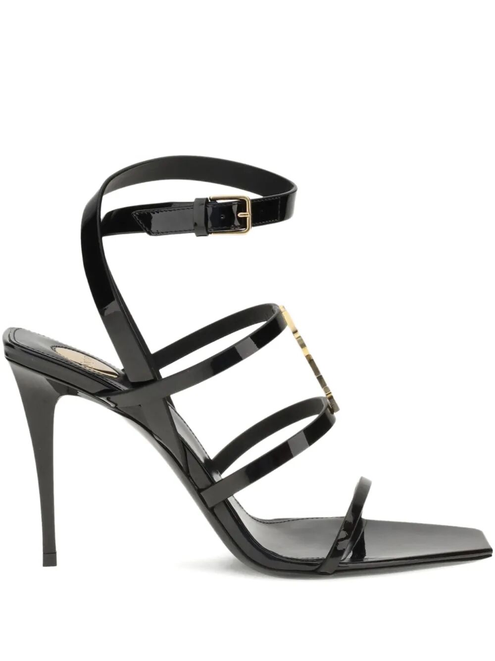 CASSANDRA PATENT LEATHER MULTI-STRAP SANDALS
