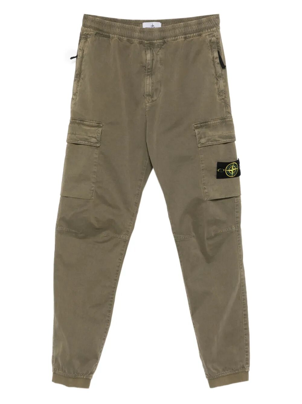 TAPERED FIT COTTON CARGO PANTS WITH ELASTICATED WAISTBAND