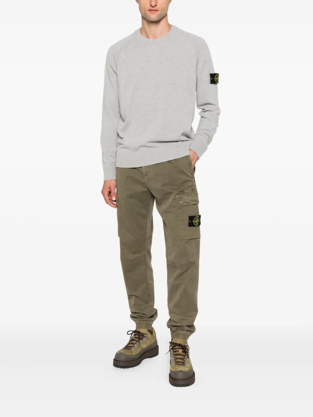 TAPERED FIT COTTON CARGO PANTS WITH ELASTICATED WAISTBAND