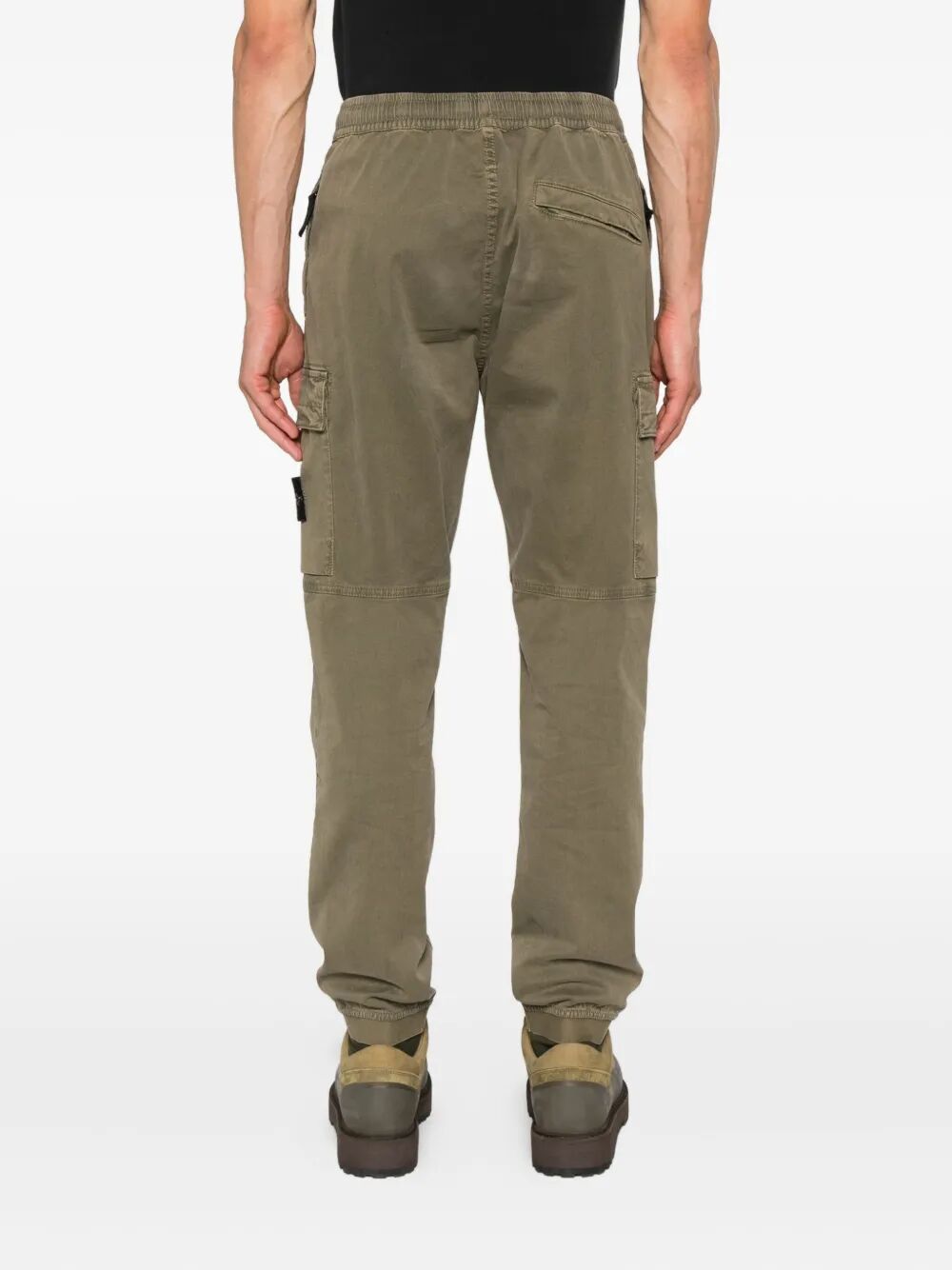 TAPERED FIT COTTON CARGO PANTS WITH ELASTICATED WAISTBAND
