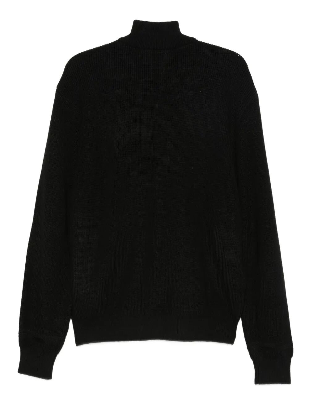 RIBBED ZIP-UP HIGH-NECK CARDIGAN