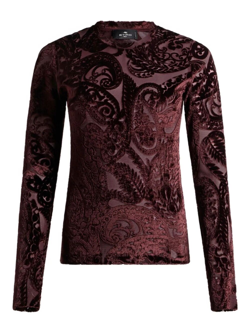 PAISLEY-JACQUARD LONG-SLEEVED VELVET TOP