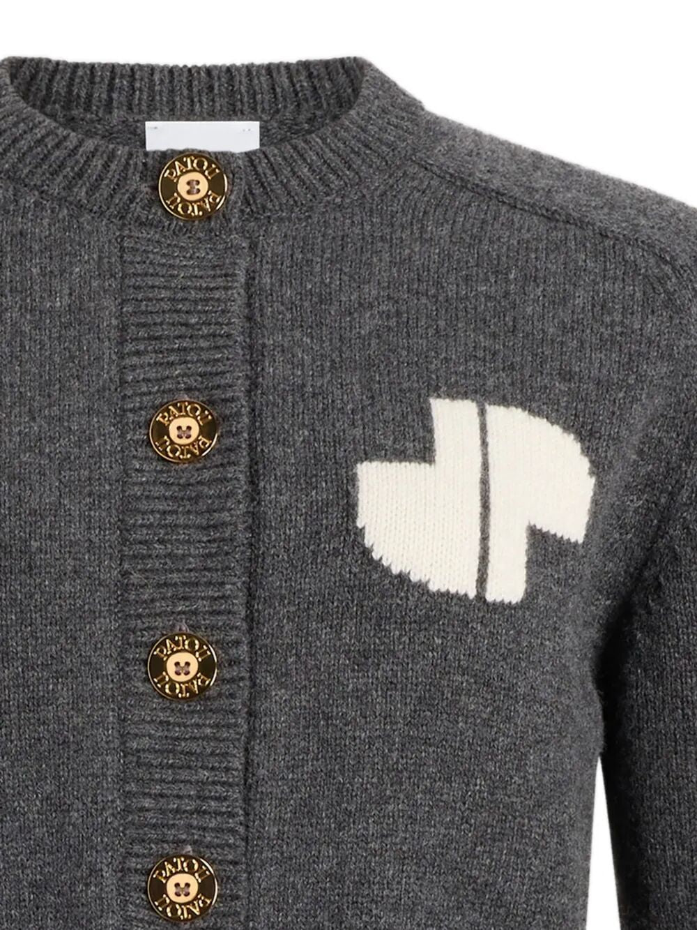 JP MONOGRAM INTARSIA WOOL AND CASHMERE CROPPED CARDIGAN
