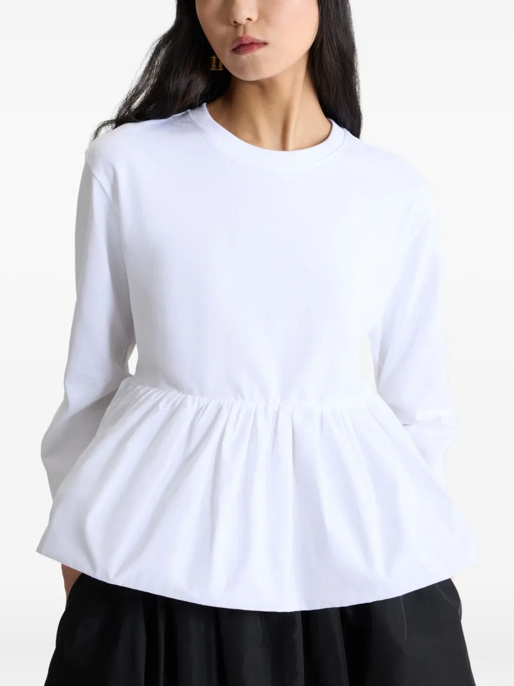RUFFLE HEM T-SHIRT IN ORGANIC COTTON AND FAILLE