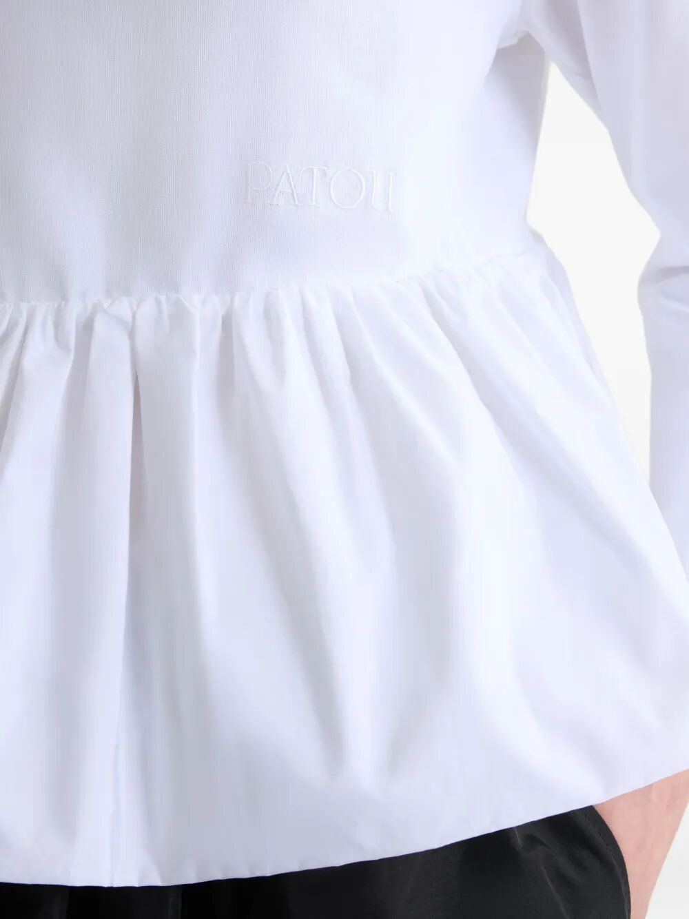 RUFFLE HEM T-SHIRT IN ORGANIC COTTON AND FAILLE
