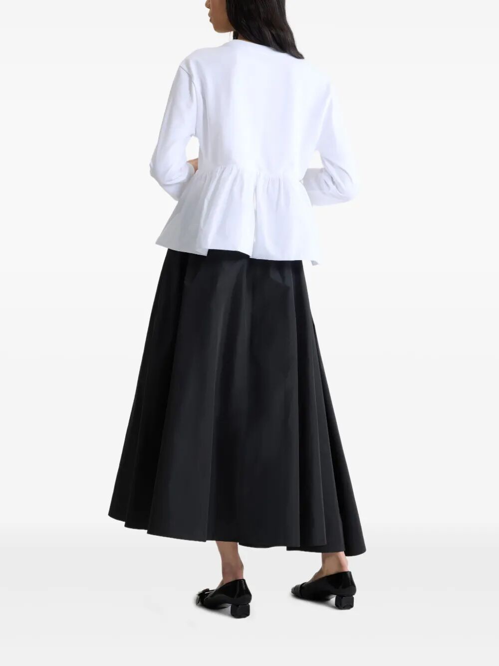 RUFFLE HEM T-SHIRT IN ORGANIC COTTON AND FAILLE