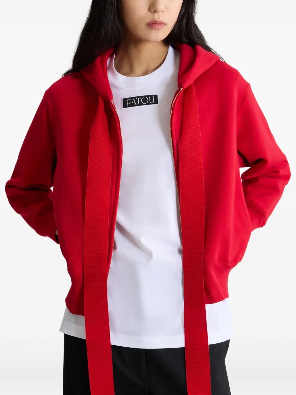 LOGO AND JP MONOGRAM ZIP-UP HOODIE IN ORGANIC COTTON FLEECE