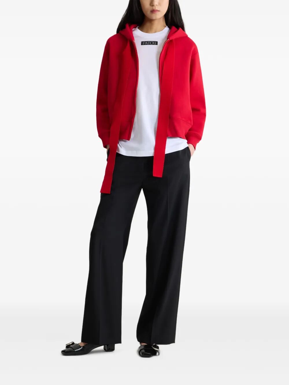 LOGO AND JP MONOGRAM ZIP-UP HOODIE IN ORGANIC COTTON FLEECE