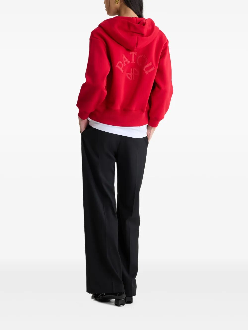 LOGO AND JP MONOGRAM ZIP-UP HOODIE IN ORGANIC COTTON FLEECE
