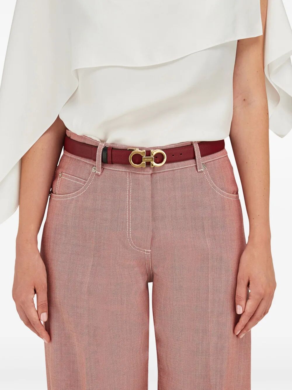 HAMMERED LEATHER REVERSIBLE GANCINI BELT