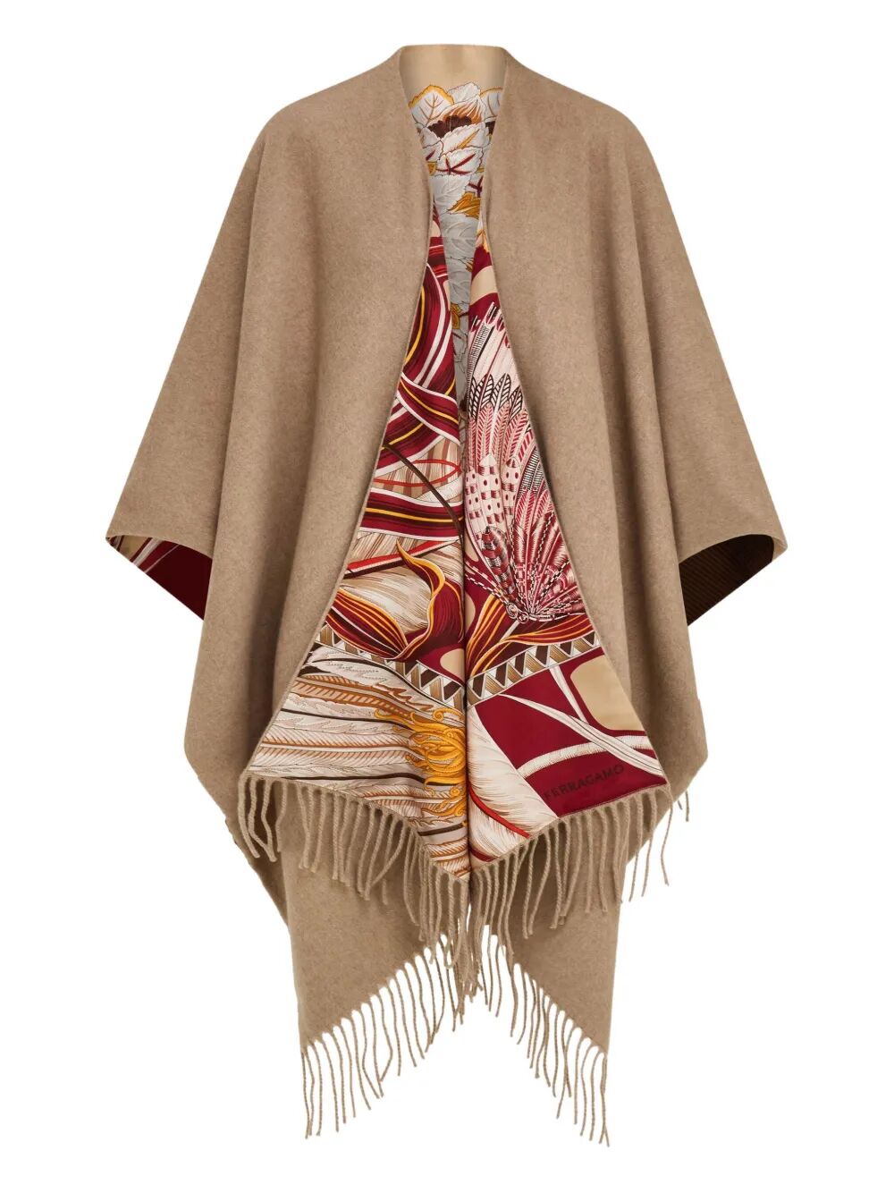 CASHMERE AND GIADA PRINT SILK REVERSIBLE CAPE