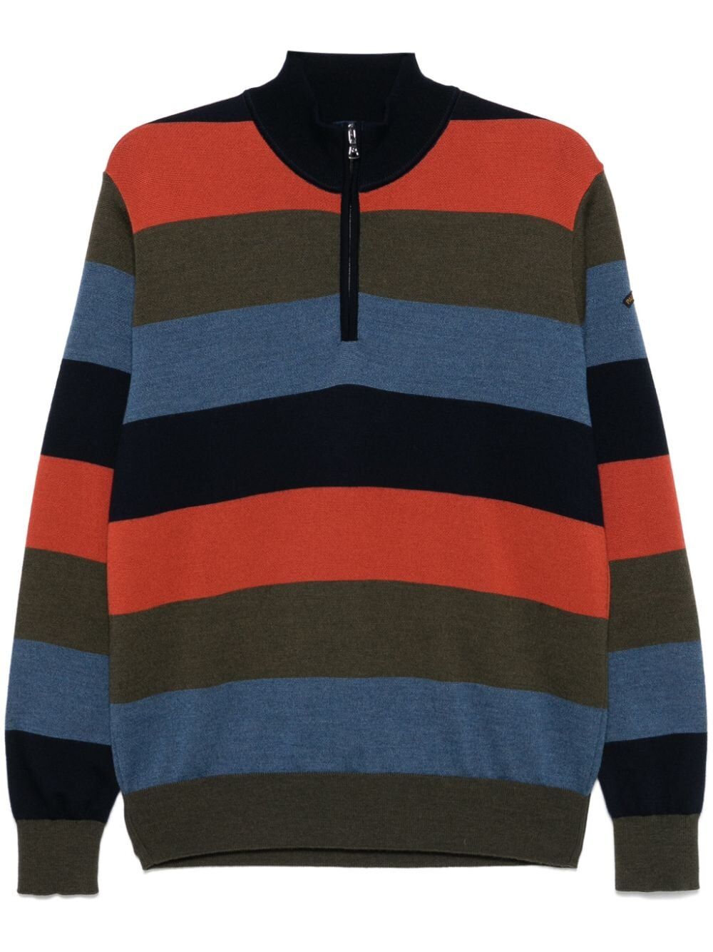 STRIPED HALF ZIP WOOL SWEATER