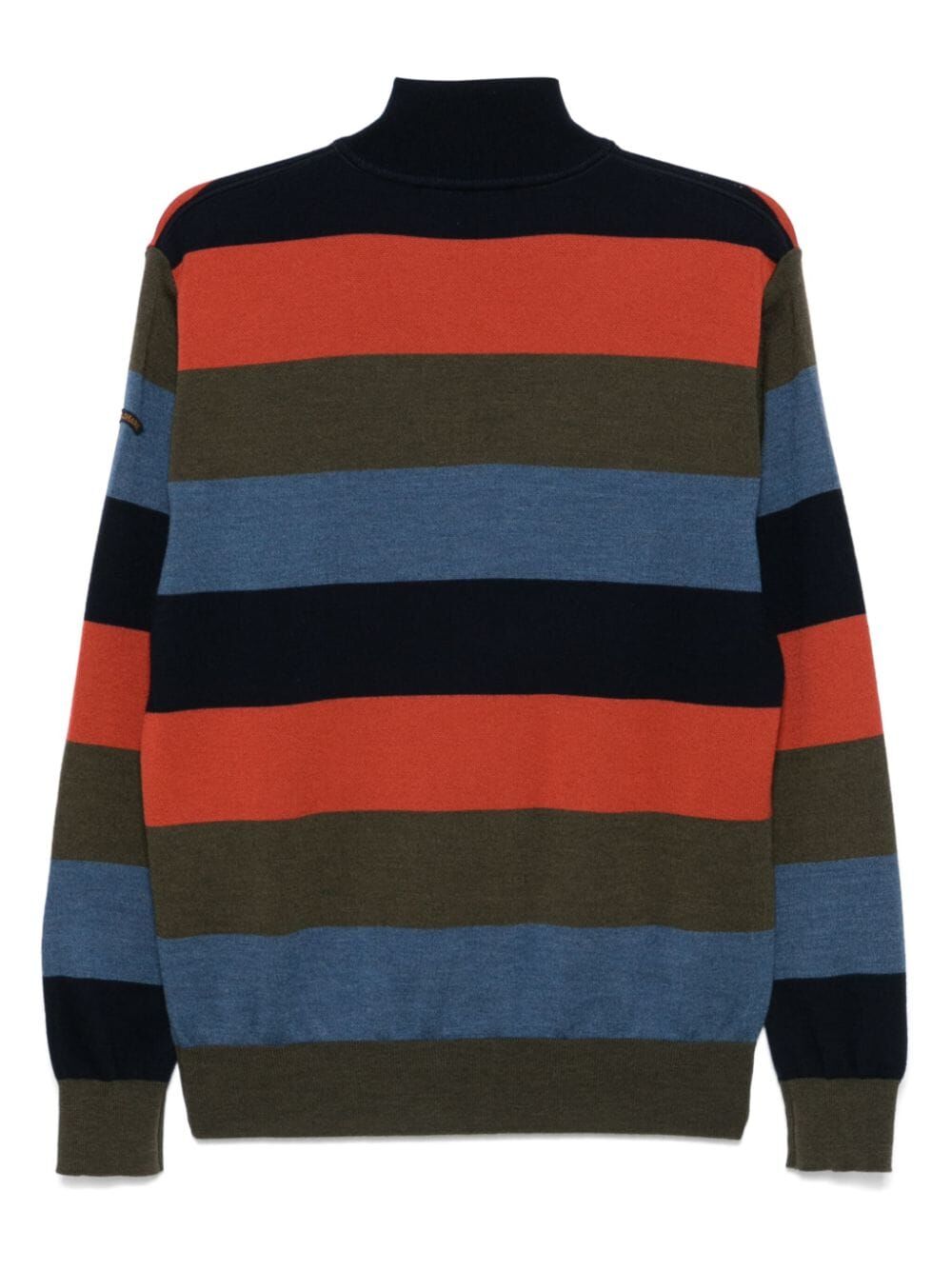 STRIPED HALF ZIP WOOL SWEATER