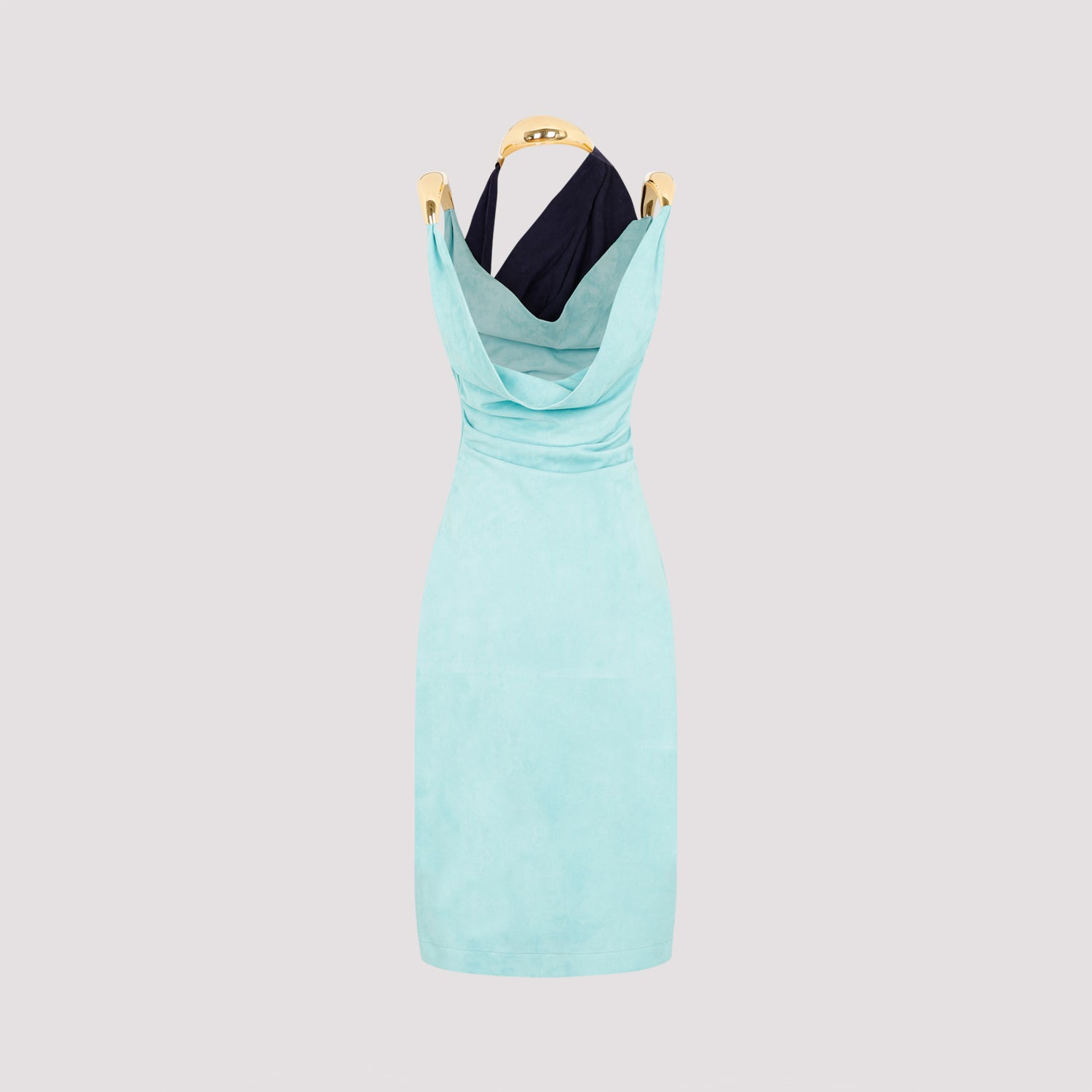 Fluid Suede Midi Dress With Metal Detail